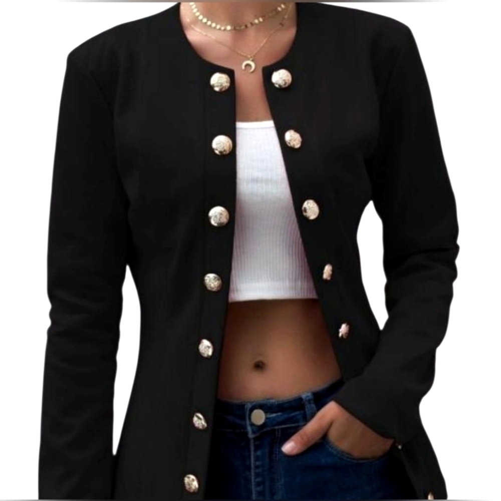 TRÏBE Black Button-Up Military Style Blazer Size Small NWT
